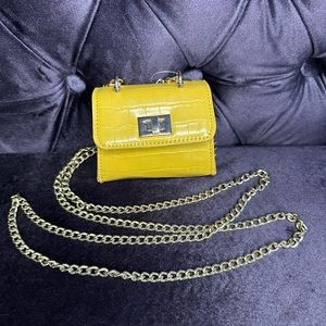 Mini Yellow Change Bag | Gold Chain | One Size
